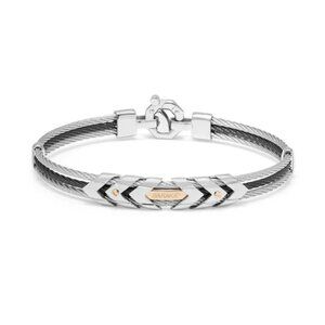 BARAKA Men's BR312701ROAC190002 Rose Gold Black PVD White Diamonds Bracelet